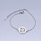 Tarnish Resistant 201 Stainless Steel Link Bracelets, with Lobster Claw Clasps, Tree of Life with Flat Round, Stainless Steel Color, 6-3/4 inch~6-7/8 inch(17.2~17.6cm)