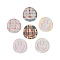 Plastic Cabochons, Flat Round with Smiling Face, Plaid Pattern, Mixed Color, 23x22.5x3mm