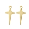 201 Stainless Steel Pendants, Cross Charms, Golden, 16x8x0.5mm, Hole: 1.2mm