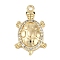 Brass Micro Pave Cubic Zirconia Pendants, Cadmium Free & Nickel Free & Lead Free, Tortoise, Real 18K Gold Plated, 22.5x13.5x4mm, Hole: 1.6mm