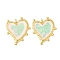 304 Stainless Steel Enamel Pendants, Heart Charms, Ion Plating(IP), Real 18K Gold Plated, Dark Sea Green, 41x35.5x2.5mm, Hole: 1.8mm