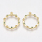Brass Pendant Rhinestone Settings, with Cubic Zirconia, Nickel Free, Real 18K Gold Plated, Ring, Green, Fit for 1.5mm rhinestone, 18.5x15.5x2mm, Hole: 1mm