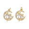 Brass Micro Pave Cubic Zirconia Pendants, Moon & Cat Shape Charms, Cadmium Free & Lead Free, Rack Plating, Long-Lasting Plated, with Jump Ring, Real 18K Gold Plated, 20x15x5mm, Hole: 3.5mm