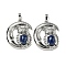 Dyed Natural Lapis Lazuli Pendants, Owl Charms with Rack Plating Brass Moon, Platinum, Cadmium Free & Lead Free, 38.5x31.5x8mm, Hole: 8x5mm
