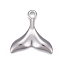 Non-Tarnish 304 Stainless Steel Charms, Laser Cut, Fishtail, Stainless Steel Color, 25.5x25x2.5mm, Hole: 2.5mm