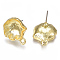 Alloy Stud Earring Findings, with Loop, Steel Pins, Lotus Leaf, Light Gold, 17x13.5mm, Hole: 1.5mm, Pin: 0.7mm