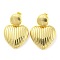 Rack Plating Brass Heart Dangle Stud Earrings, Long-Lasting Plated, Cadmium Free & Lead Free, Real 18K Gold Plated, 36x25.5mm