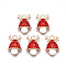Alloy Enamel Pendants, Cadmium Free & Lead Free, Christmas Bell, Light Gold, Red, 21x14.5x6mm, Hole: 2mm