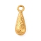 304 Stainless Steel Pendants, Teardrop Charm, Real 18K Gold Plated, 17x6x5mm, Hole: 2mm