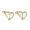 Brass Micro Pave Clear Cubic Zirconia Pendants, Heart, with Jump Ring, Real 16K Gold Plated, 14.5x17.5x2.5mm, Hole: 3.4mm