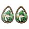 Saint Patrick's Day Single Face Printed Wood Big Pendants, Teardrop Charms with Gnome, Green, 54x38x2.5mm, Hole: 1.5mm