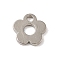 Alloy Pendant, Cadmium Free & Lead Free, Flower, Platinum, 12x12x1.7mm, Hole: 1.8mm