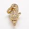Brass Micro Pave Cubic Zirconia Lobster Claw Clasps, Golden, 21x10x5mm, Hole: 2mm