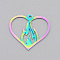 Ion Plating(IP) 201 Stainless Steel Pendants, Laser Cut, Heart with Flame, Rainbow Color, 25.5x28x1mm, Hole: 1.8mm
