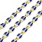 Ion Plating(IP) Brass Dapped Chains, Cable Chains with Enamel, Real 18K Gold Plated, Soldered, with Spool, Flat Oval, Royal Blue, 8.5x4x1.5mm, about 32.81 Feet(10m)/Roll