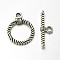 Tibetan Style Alloy Ring Toggle Clasps, Antique Silver, Ring: 22x17x2mm, Hole: 2.5mm, Bar: 26x8x3mm, Hole: 2.5mm