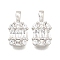 Rectangle Brass Micro Pave Cubic Zirconia Charms, Cadmium Free & Lead Free, Long-Lasting Plated, Rack Plating, Platinum, 10.5x5.5x3mm, Hole: 2x1.5mm