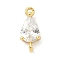 Brass Pave Cubic Zirconia Connector Charms, Teardrop Links, Real 18K Gold Plated, Long-Lasting Plated, Cadmium Free & Lead Free, Rack Plating, Clear, 14x6.5x4.5mm, Hole: 1.2mm