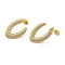 Brass Micro Pave Clear Cubic Zirconia Stud Earrings for Women, Letter C, Real 16K Gold Plated, 25.5x18mm