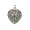Natural Green Aventurine Pendants, with Zinc Alloy Findings, Heart with Dragon, 32x31mm