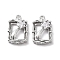 Rack Plating Brass Micro Pave Cubic Zirconia Pendants, Cadmium Free & Nickel Free & Lead Free, Rectangle with Star, Real Platinum Plated, 14x9.5x3.5mm, Hole: 1.2mm
