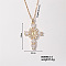 Elegant Vintage Corss with Virgin Mary Brass Micro Pave Cubic Zirconia Pendant Necklaces, Cable Chains Necklaces for Women, Clear, 15.75 inch(400mm)