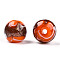 Handmade Gold Sand Lampwork Beads, Round, Dark Orange, 9~10x8~10mm, Hole: 1.6mm