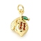 Brass Micro Pave Cubic Zirconia Pendants, Cadmium Free & Lead Free, Fruit, with Jump Ring, Real 18K Gold Plated, Lemon, 17.5x12.5x5mm, Hole: 3.5mm