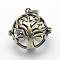 Brass Rack Plating Cage Pendants, For Chime Ball Pendant Necklaces Making, Lead Free & Cadmium Free, Round with Tree, Brushed Antique Bronze, 24.5x26x21mm, Hole: 4x8mm, Inner: 18mm