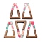 Resin and Walnut Pendants, Trapezoid, Mixed Color, 38x24.5x2.5mm, Hole: 1.8mm