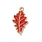 Thanksgiving Day Theme Alloy Enamel Pendants, Golden, Leaf Charm, Red, 23x12.5x1.5mm, Hole: 1.8mm