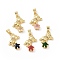 Brass Micro Pave Cubic Zirconia Pendants, Cadmium Free & Lead Free, Bear with Star Charms, Golden, Mixed Color, 27x15x4.5mm, Hole: 5x4mm