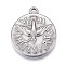 Non-Tarnish 304 Stainless Steel Pendants, Flat Round with Eagle, Stainless Steel Color, 22x19x3mm, Hole: 1.8mm