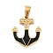 304 Stainless Steel Pendant, with Rhinestone and Enamel, Golden, Anchor & Helm, 22x19x2mm, Hole: 6x4mm