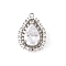 Brass Micro Pave Cubic Zirconia Pendants, Cadmium Free & Nickel Free & Lead Free, with Drop Shape Charms, Real 18K Gold Plated, Platinum, 18x13.5x4.5mm, Hole: 1mm