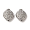 Tarnish Resistant 304 Stainless Steel Beads, Rhombus with Flower, Stainless Steel Color, 12x11x4.5mm, Hole: 1.6mm