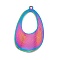 Ion Plating(IP) 304 Stainless Steel Big Pendants, Teardrop Charm, Rainbow Color, 61.5x34x1mm, Hole: 3mm