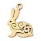 201 Stainless Steel Pendants, Rabbit Charm, Laser Cut, Real 18K Gold Plated, 15.5x11.2x0.9mm, Hole: 1.5mm