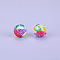 Printed Round Silicone Focal Beads, Colorful, 15x15mm, Hole: 2mm
