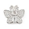 Brass Micro Pave Cubic Zirconia Slide Charms, Long-Lasting Plated, Butterfly, Platinum, 13x15.5x5.5mm, Hole: 1.5x5mm and 10x1.5mm