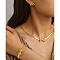 Bowknot 304 Stainless Steel Pendant Necklaces & Charms Bracelets & Stud Earrings Sets, with Snake Chain, Golden, 7.56 inch(192mm)