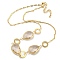 Faceted Teardrop Glass Beads Bib Necklaces, Brass Chain Neckalces, Golden, 16.54 inch(42cm)
