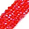 Electroplate Opaque Solid Color Glass Beads Strands, Half Rainbow Plated, Faceted, Rondelle, Orange Red, 2.3~2.7x1.5mm, Hole: 0.4mm, about 144~150pcs/strand, 28~29cm