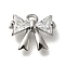 Rack Plating Brass Micro Pave Cubic Zirconia Charms, Cadmium Free & Nickel Free & Lead Free, Long-Lasting Plated, Bowknot, Platinum, 9x10.5x3mm, Hole: 1.4mm