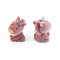 Opaque Resin Pendants, with Platinum Tone Iron Loops, Flocky Horse Charms, Indian Red, 28~29.5x22x18.5mm, Hole: 2.5mm
