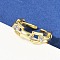 Brass Micro Pave Cubic Zirconia Open Cuff Ring for Women, Rack Plating, Long-Lasting Plated, Lead Free & Cadmium Free, Real 18K Gold Plated, 7mm, Inner Diameter: Adjustable