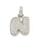 Brass Micro Pave Clear Cubic Zirconia Pendants, Cadmium Free & Nickel Free & Lead Free, Platinum, Letter N, 31x20.5x5mm, Hole: 3x6mm