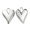 Alloy Pendants, Heart, Platinum, 34.5x25.5x3mm, Hole: 4x9mm