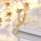 Brass Micro Pave Clear Cubic Zirconia Hoop Earrings, Golden, Letter I, 24x7mm