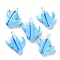 Handmade Lampwork Pendants, Light Sky Blue, 35.5x30x9.5mm, Hole: 3.5mm